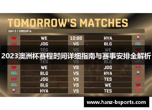 2023澳洲杯赛程时间详细指南与赛事安排全解析