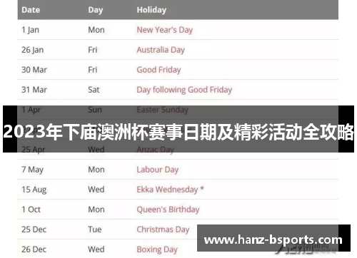 2023年下庙澳洲杯赛事日期及精彩活动全攻略 2023年下庙澳洲杯赛事日期及精彩活动全攻略